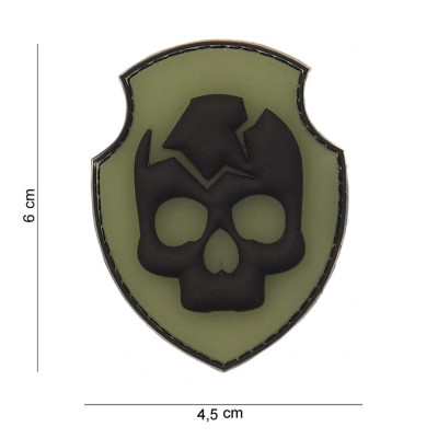 Patch 3D PVC Skull Crane Fendu Vert