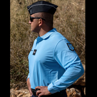 Polo Gendarmerie Cooldry Homme Manches Longues Bleu DCA France - Polos sur Quaerius.com - Vêtements militaire