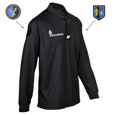 Polo Gendarmerie Cooldry Manches Longues Noir Gendarmerie Départementale DCA France - Polos sur Quaerius.com 