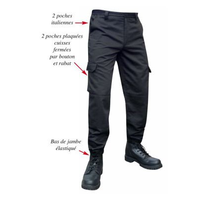 PANTALON CARGO NOIR DCA FRANCE - Equipement militaire Habillement Quaerius